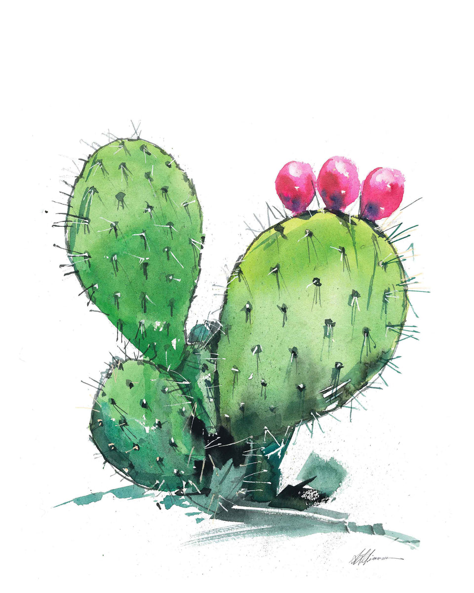 prickly pear cactus watercolor Prickly Pear Vertical Watercolor Print