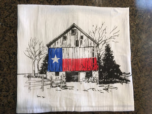 Texas Flag Barn Flour Sack Kitchen Towel