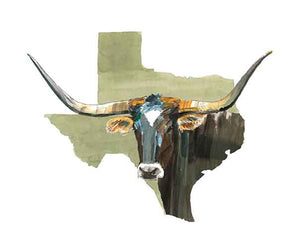 Texas Longhorn Watercolor Print (Brown)