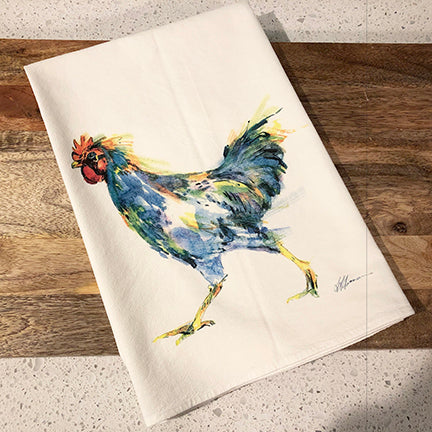 Chicken Run Blue Flour Sack Kitchen Towel