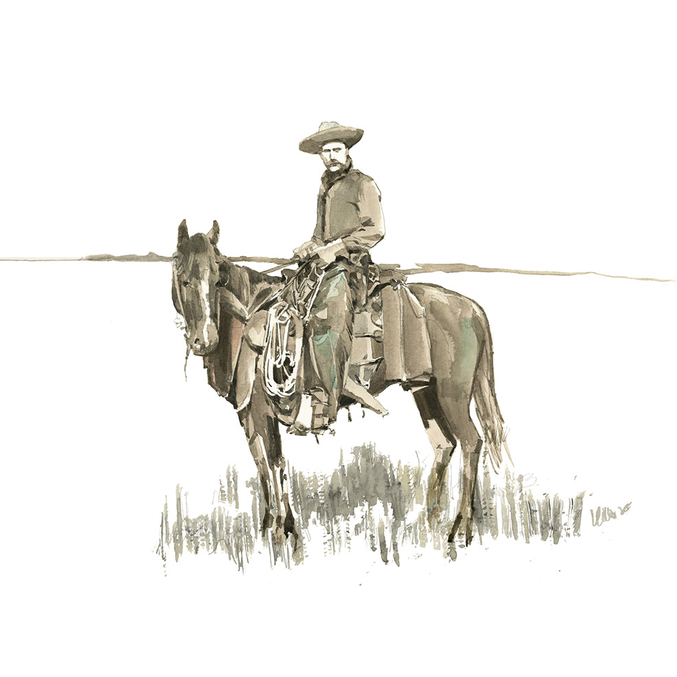 Old West Cowboy Watercolor Print