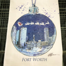 Fort Worth Skyline Christmas Flour Sack Kitchen Towel