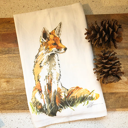 Fox Flour Sack Kitchen Towel
