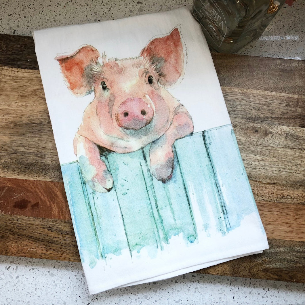 Pig Fence Flour Sack Kitchen Towel