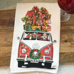 VW Bus Christmas Flour Sack Kitchen Towel