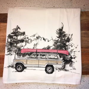 Jeep Wagoneer Canoe Flour Sack Kitchen Towel