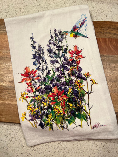 Hummingbird Wildflower Flour Sack Towrl